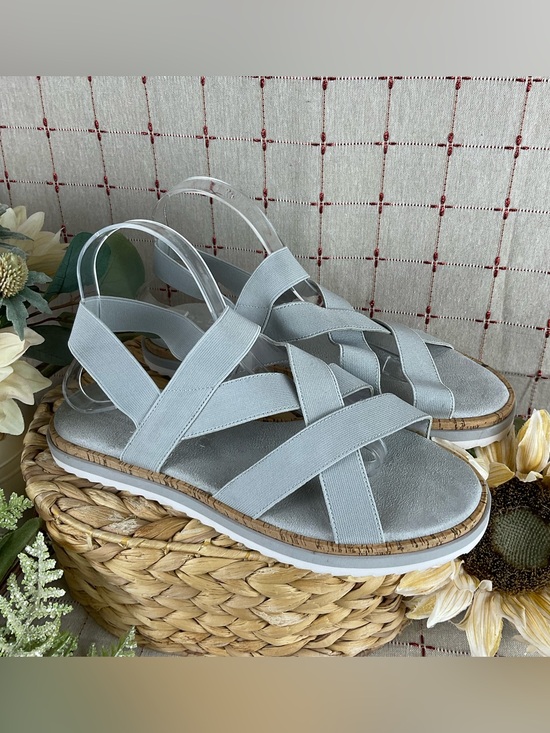 Bull Boxer Shoes - B-52 Bullboxer “Primm” Sandals Light Grey Strappy Open Toe Sz 10 Stretchy Fit